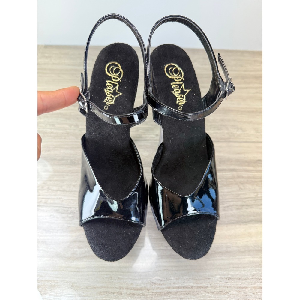 Pleaser Sandals Sky-309 Black Patent 7" Stiletto Heel Platform Goth Clubwear 10 - Picture 10 of 13